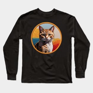 Australian Mist Cat Embroidered Patch Long Sleeve T-Shirt